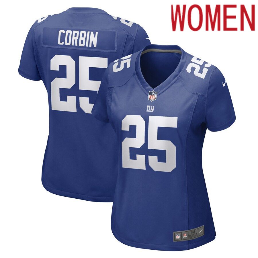 Women New York Giants 25 Jashaun Corbin Nike Royal Game Player NFL Jersey